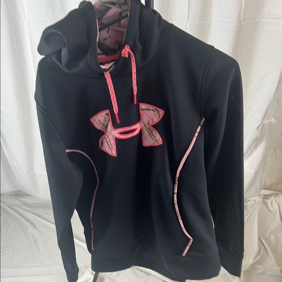 Under Armour Tops - Under Armour Black and Pink Hoodie